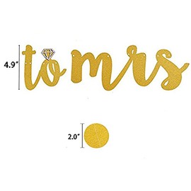Ucity Miss to Mrs Banner Gold Glitter Party Supplies for Bachelorette Party Bridal Shower Engagement Decorations with 2 Pack Paper Garland