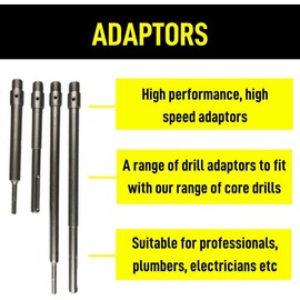UK Drills Diamond Core Drill SDS MAX Adaptor Accessories 10 x 180 mm