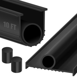 ToLanbbt Garage Door Bottom Rubber Seals 10FT Garage Door Weather Stripping Kit Seal Strip Replacement with 5/16" T Ends & 2 End Plugs, Universal U+O Ring Weatherproof Garage Door Bottom Seal, Black