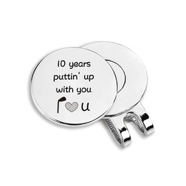 JOWMIJ Golf Ball Marker with Magnetic Hat Clip 10th Wedding Anniversary Golf Ball Marker Golf Hat Magnetic Clip Golf Accessories 10 Years Keepsake Golfer Golf Lovers Gift