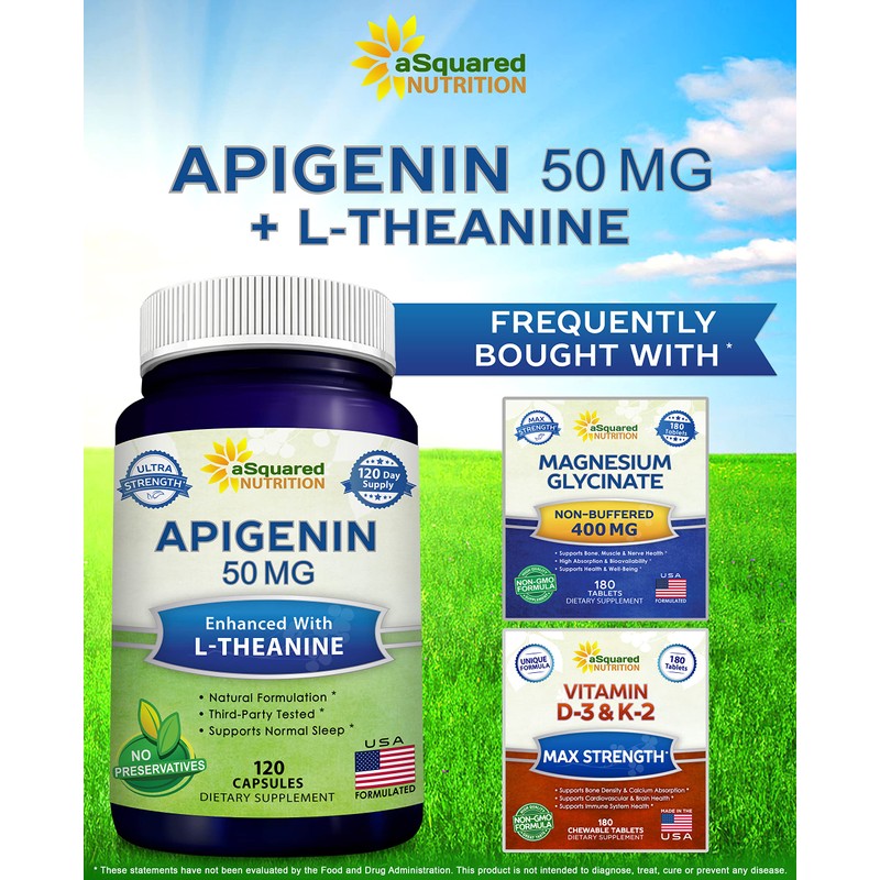 aSquared Nutrition Apigenin 50mg & L-Theanine 200mg - 120 Capsules