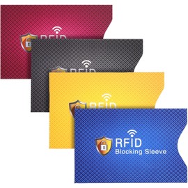 RFID Blocking Sleeves, 4 Pcs RFID Card Holder Blocking Sleeves Credit Card Protector Identity Cover, Electronic Theft Prevention Slim Profile RFID for Office Outdoor Travel (Modern)