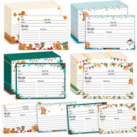 4x6 Inch Christmas Recipe Cards, 60 Pcs Double Sided Holiday Recipe Cards