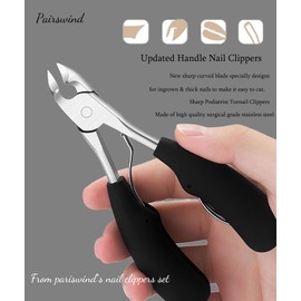 Thick Nail Clipeprs, Heavy Duty Large Toenail Clippers Wide Jaw and Angled Head Nail Clippers for Thick Nails, Nail Clippers with Slanted Curved Blade for Seniors, Men and Women (Black)