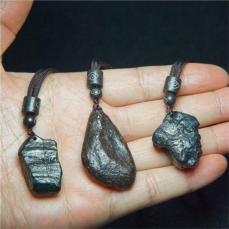 KETLIXS Raw Meteorite Iron Silicide Siderolite Meteorite Necklace Cosmic Tektites