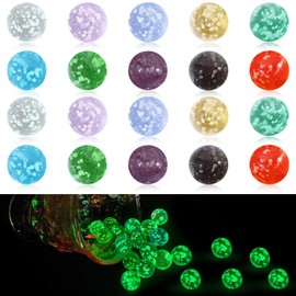 Dncvb Glass Marbles Pack of 20 Super Bright Marbles Glow in the Dark 16 mm Marbles Children, Colourful Glass Marbles for Marble Game Children, Marble Track Game, Home Decoration