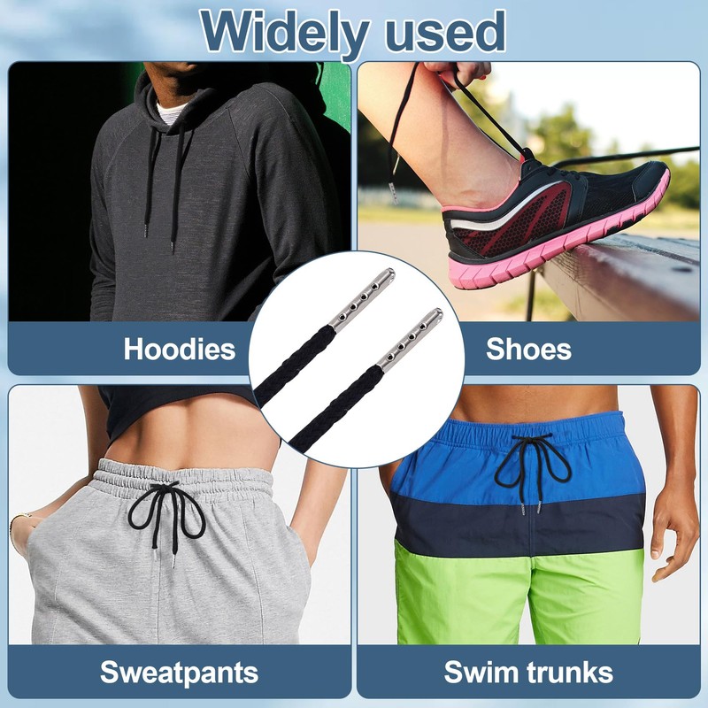 BEIQIYA 2pcs Drawstring Cord with Spring Threader Tool, Replacement Drawstring