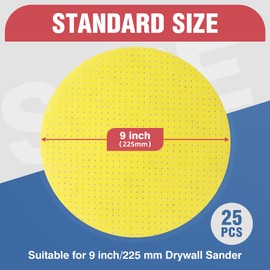 Selead Sandpaper 225 mm Velcro Durable Sanding Pads Pack of 25 Grit 100 Sanding Discs Perforated Sanding Sheets Round for Drywall Sanders Sanding Giraffe Ceiling Sander
