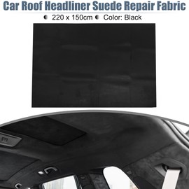 X AUTOHAUX Suede Headliner Fabric 87" Length x 60" Width Foam Backed for Car Truck RV SUV Interior Trim Protect Aging Broken Faded DIY Repair Replacement Black