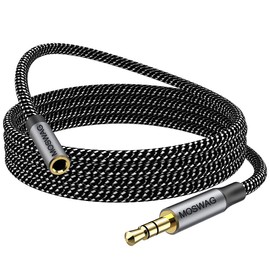MOSWAG 10FT/3Meter 3.5mm Extension Cable Audio Male to Female Stereo Extension Adapter Nylon Braided Cord Compatible for Home/Car Stereos Smartphones Headphones Tablets Media Players and More
