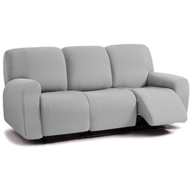 ULTICOR Jacquard 8-Pieces Recliner Sofa Covers Stretch Reclining Couch Covers for 3 Cushion Reclining Sofa Slipcovers Thick Soft Washable (Light Grey, 3 Seater Recliner Cover)