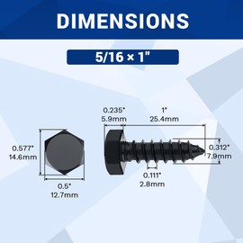 20-Pack 5/16 x 1 Hex Head Lag Screws Bolts with Flat Washers, Heavy Duty 304 Stainless Steel (18/8), Corrosion Resistant Outdoor Wood Screws- Includes Hex Bit for Installation