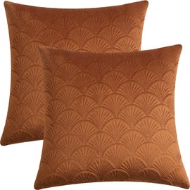 GONOVE Cushion Covers 45x45cm Decorative Retro Embossing Throw Pillow Covers Set of 2 Square Velvet Soft Cushions Pillow Cases for Fall Home Sofa Couch Chair Decor,Rust Orange