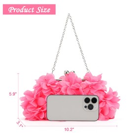 SUKUTU Women's Evening Clutch Flowers Evening Handbag Women's Wedding Party Chain Shoulder Bag Purse, pink