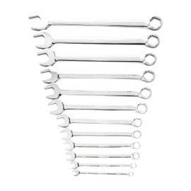 Steelman Pro 12-Piece SAE 6-Point Combination Wrench Set, Chrome Vanadium Alloy Steel, Angled Ends, Storage Rack Included