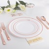 WDF 300 Pieces Rose Gold Plastic Silverware- Disposable Flatware Set