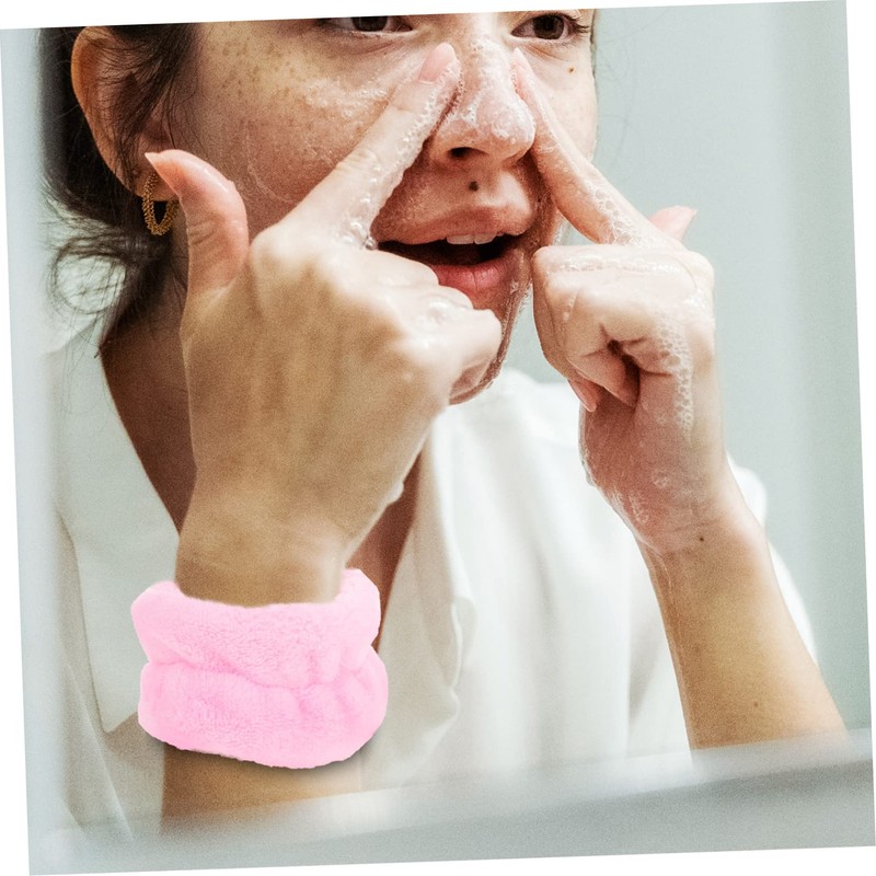 Healvian 1set Makeup Headband and Wristbands Soft Flannel Face Washing