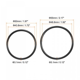 sourcing map Nitrile Rubber O-Rings 50mm 55mm OD 43.8mm 48.8mm ID 3.1mm Thick Seal Gasket, Black 20in1 Set