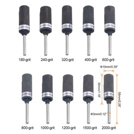 sourcing map 10pcs Abrasive Sandpaper Rolls Kit 180-2000 Grit 3mm Shank Sanding Drums Sleeves Cylinder Grinding Head for Woodworking Glass Metal Polishing