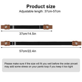 Tibapla Pack of 3 belts without buckle, invisible belt children, adjustable belt 37 cm to 57 cm, buckle-free children's belt, elastic belt without buckle for boys and girls, gray