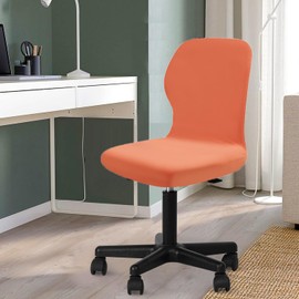 Deisy Dee Velvet Stretch Armless Office Chair Covers - Colorful Stretch Slipcover for Desk Chairs (Orange)