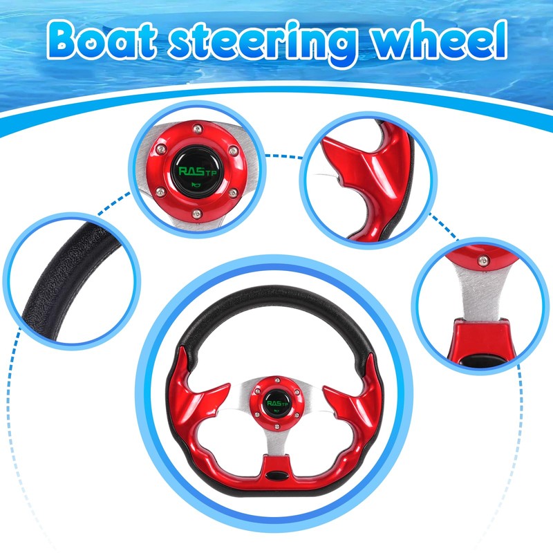 RASTP 12.6 Inch Boat Steering Wheel with 3/4“ Axle Marine