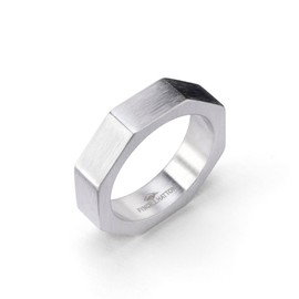 Fynch-Hatton Stainless Steel Octagonal Ring, Stainless Steel, none