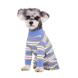 Dog Striped Recovery Suit, Puppy After Surgery Onesie for Female Male Dogs, Dogs Cats Long Sleeve Pajamas Bodysuit, Surgery Abdominal Wound Bandages Clothes, Dog Pant for Shedding Skin Disease Large