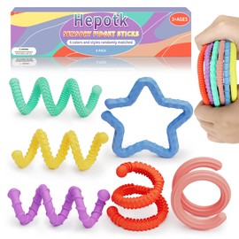 Silicone Sensory Fidget Sticks, 6 Textures, Reinforced Ends, 6-Pack