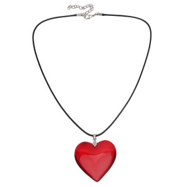 Uintoon Chunky Puffy Heart Necklace for Women Big Red Heart Shaped Pendant Adjustable Necklace Trendy Cute Red Y2K Accessories