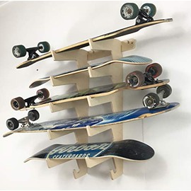 The Showcase Longboard Skateboard Display Wall Rack - Holds 5 Boards