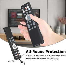 Silicone Remote Control Case Compatible with Hisense ERF6A80 ERF6F80H ERF6G80H TV Remote Shockproof Protective Shell Cover with a Lanyard (Black)