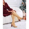 Women Cowboy Knee High Boots Suede Chunky Block Heel Square