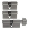 3 x Door Cylinder Lock 70 mm & 80 mm