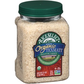 RiceSelect Organic Texmati White Rice, Long Grain, Gluten-Free, Non-GMO, 32 oz (Pack of 4 Jars)