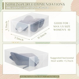 20 Pieces Clear Stackable Women's Shoes Boxes, L Size Fit Size 9/10, Plastic Shoes Organizer for Closet Shoe Containers Heavy Duty Shoe Bins Case, 11.8 x 7.5 x 3.7 Inch