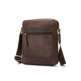 LEABAGS Leather Shoulder Bag Men's - Messenger Bag Men's Handbag, Vintage Genuine Leather Crossbody Bag Men, Handbags Work Bag Carry Bag, Shoulder Bag for Men, Natural dark brown, Casual, classic,