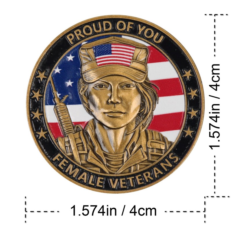 3D Color American Female Veterans Challenge Coin - Dual Sided