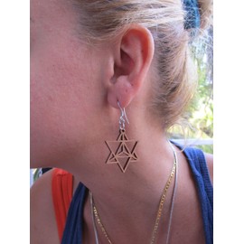 The Star Tetrahedron Wooden Earrings, Merkaba Earrings, Sacred Geometry Jewelry