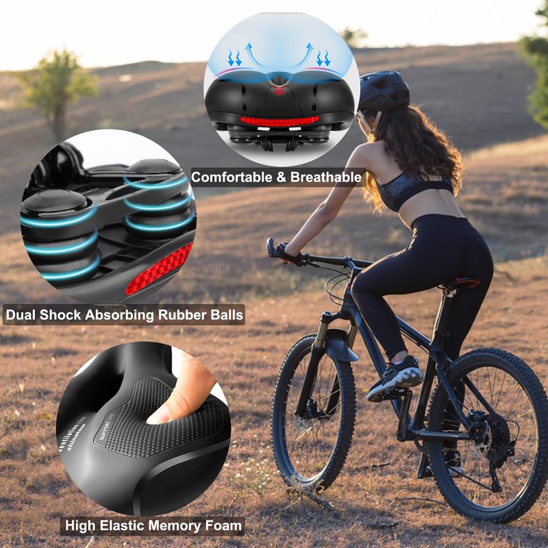Hmfmdy Bicycle Saddle, Bicycle Saddle with Double Spring, Ergonomic Bicycle