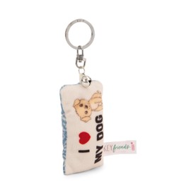 NICI Keyring Mini Plush Cushion I Heart My Dog 8 cm with Bell