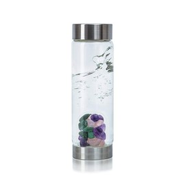 VitaJuwel Momentum Gem Water Bottle with Gem Pod – Chalcedony, Moss Agate, Milk Opal Gemstone Infused - Enhances and Stuctures Drinking Water