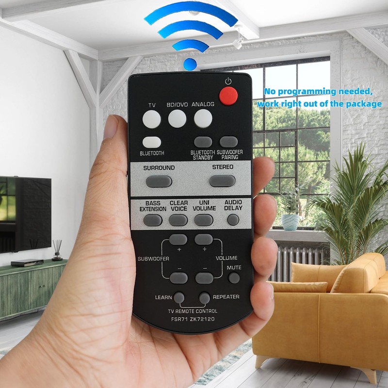 Replacement Remote Control Compatible with Yamaha YAS203 FSR71 ZK72120 ZK721200