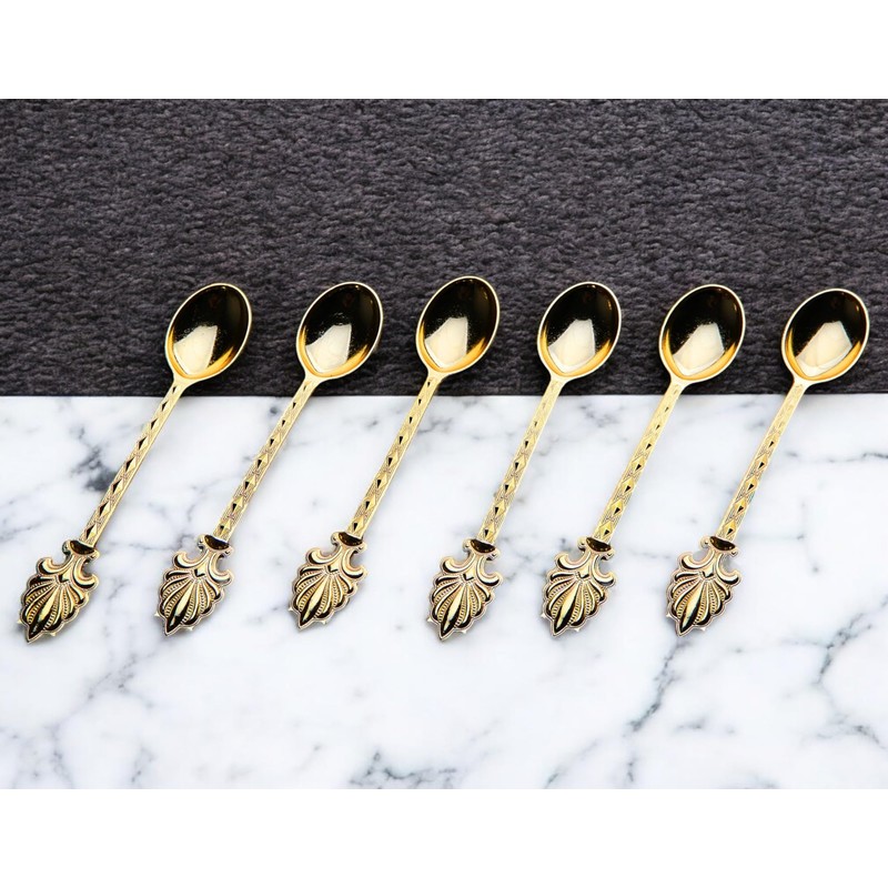 Alisveristime Decorative Zamac Tea Spoons Set, 6-Piece, 4.3 in (Gold)