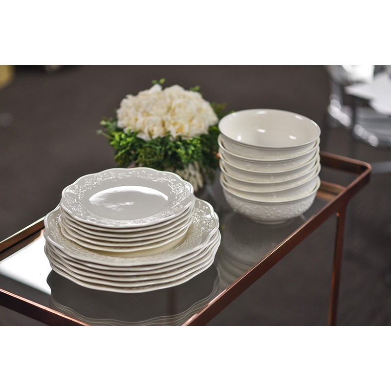 Red Vanilla Country Villa 18 Piece Dinner Set, 1, White