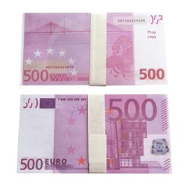Fake Money Euro Bills, Prop Money Dollars | UK Company | 100 Notes | for Movies, Advertising, Play, Party, Supreme, Gun, Fancy Dress, Casino Games (500 Euro)