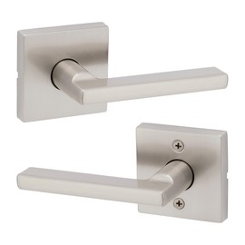 Kwikset Halifax Interior Passage Door Handle, Lever For Closet and Hallway Doors, Reversible Non-Locking Handle Lever, Satin Nickel, with Microban Protection