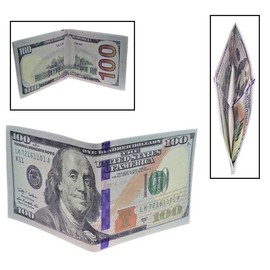 Zugar Land $100 Money Wallet. One Hundred Dollar Bill Printed Bi-Fold, Large (7.5") Funny Big Bucks Novelty