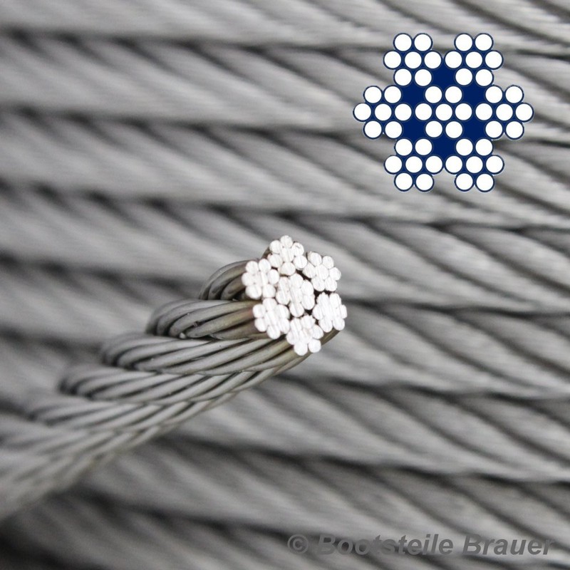 20 Metres Stainless Steel Wire Rope 7 x 7 Medium