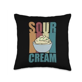 Vintage Sour Cream Equipment Sour Cream Funny 70s 80s Retro Dipping Food in Sauce Throw Pillow, 16x16, Multicolor